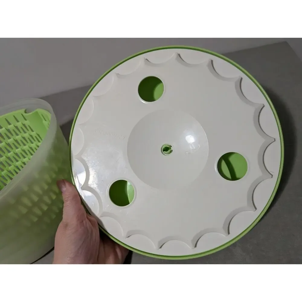 Tupperware Spin N Save Salad Spinner 4.5L Lime Green Teal Knob 3 Piece Set